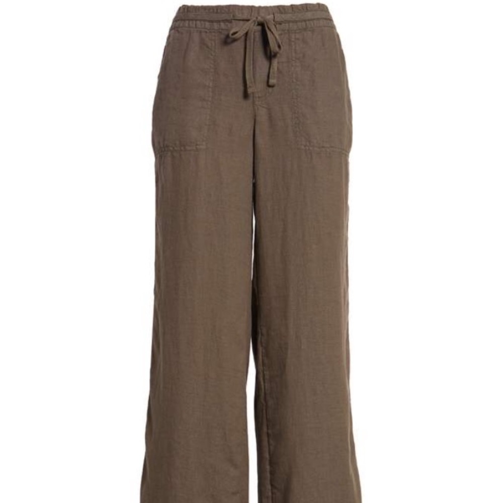 Caslon XS Olive Tuscan Linen Drawstring Pants